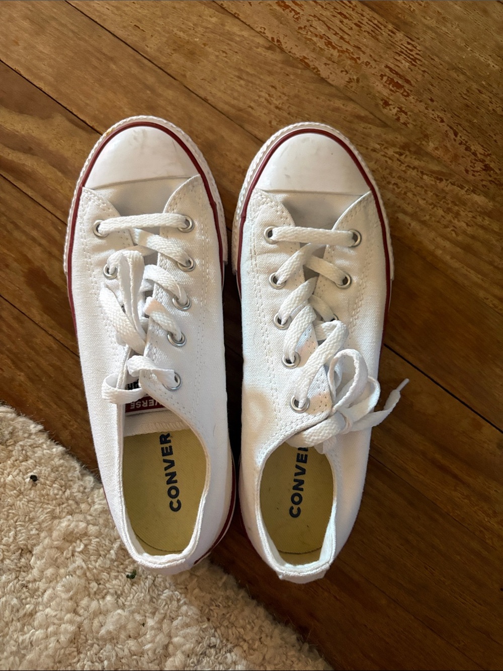 Converse White Low-Top Sneakers with Red Accent